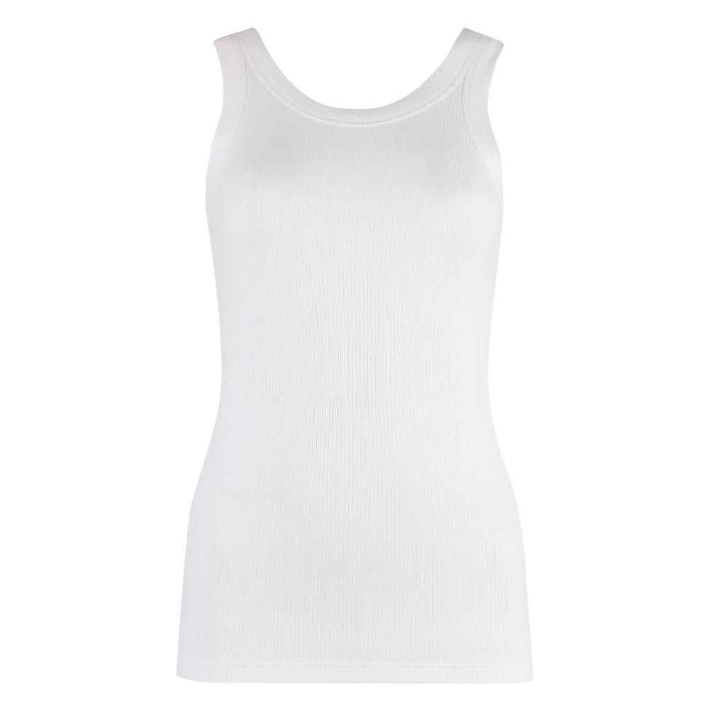 Calvin Klein Geribbelde Tanktop met Achterlogo White Dames