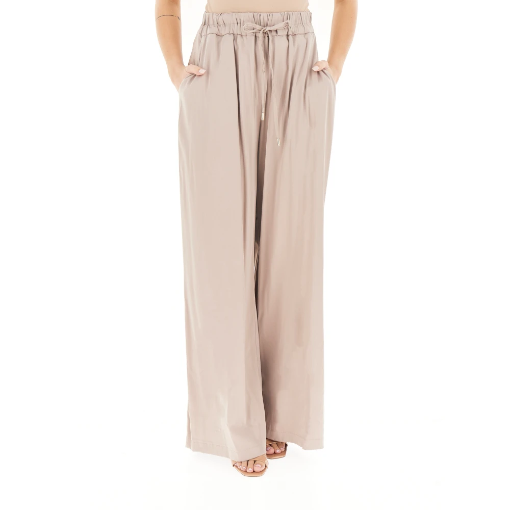 Fracomina Women's Beige Wide Trousers, M, Palazzo Pant