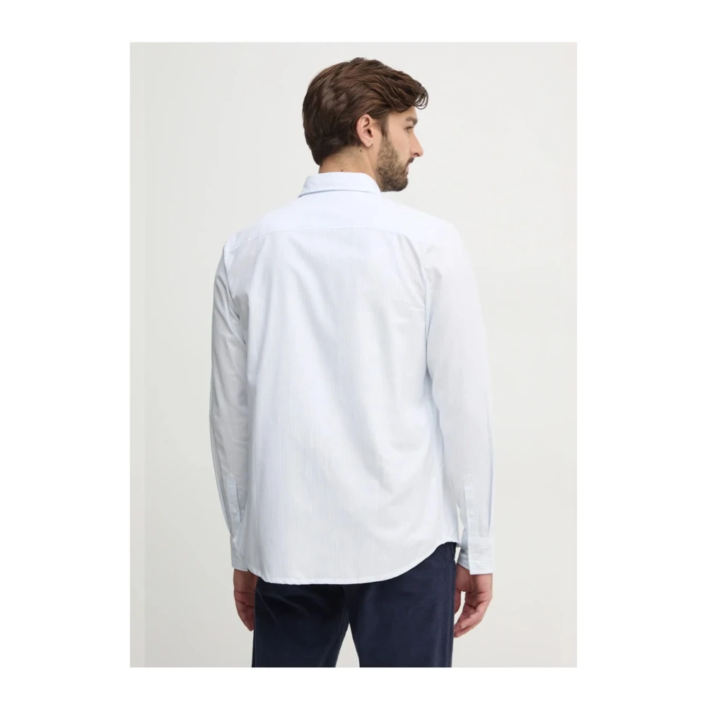 Calvin Klein Blauw Katoenen Overhemd Rechte Snit Blue Heren