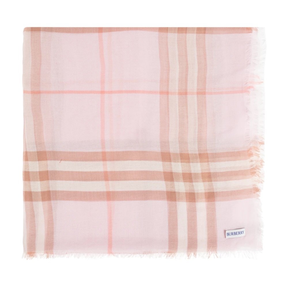 Burberry Unisex Roze Accessoires One Size, Wol, Wide Check Wollen Sjaal