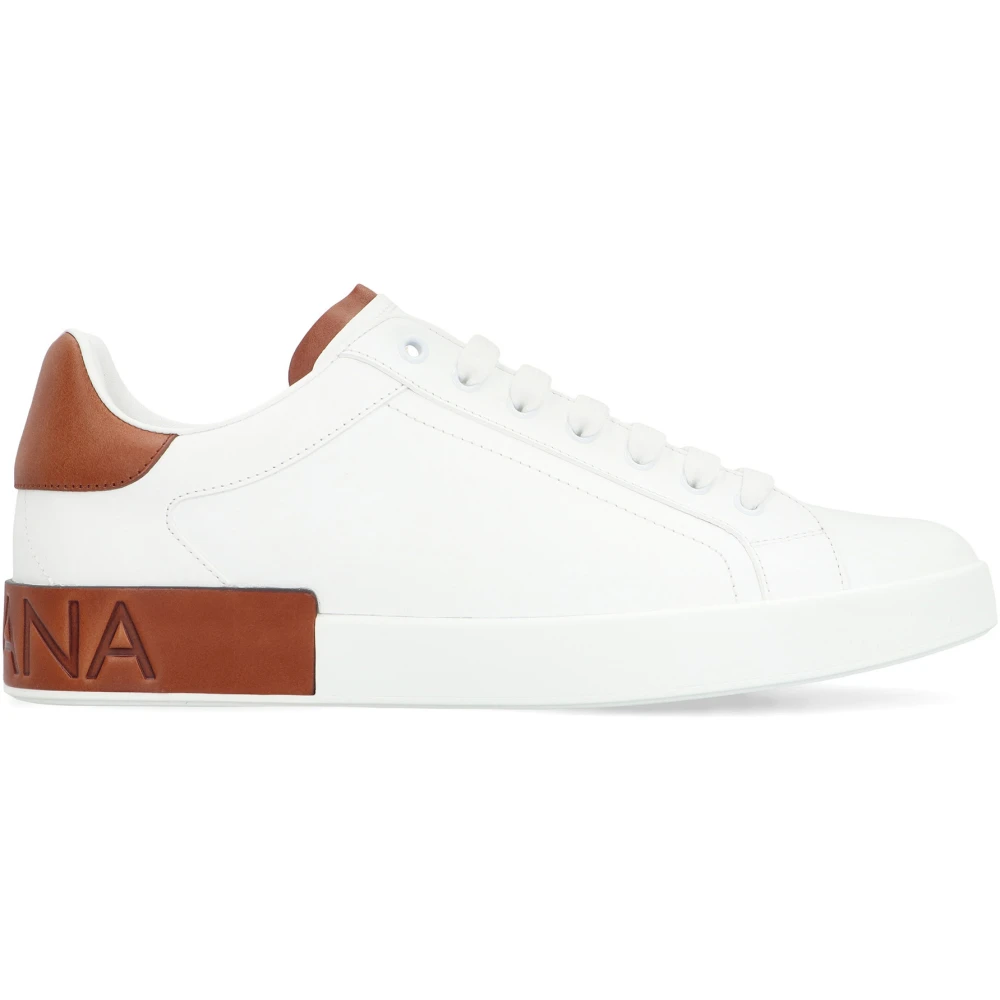 Dolce & Gabbana Men's White Portofino Leather Sneakers