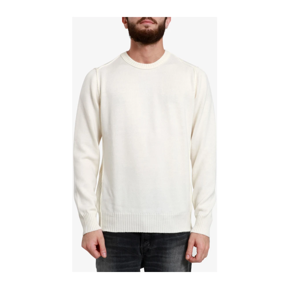Gran Sasso Wol Ribgebreide Crew Neck Sweater Beige Heren
