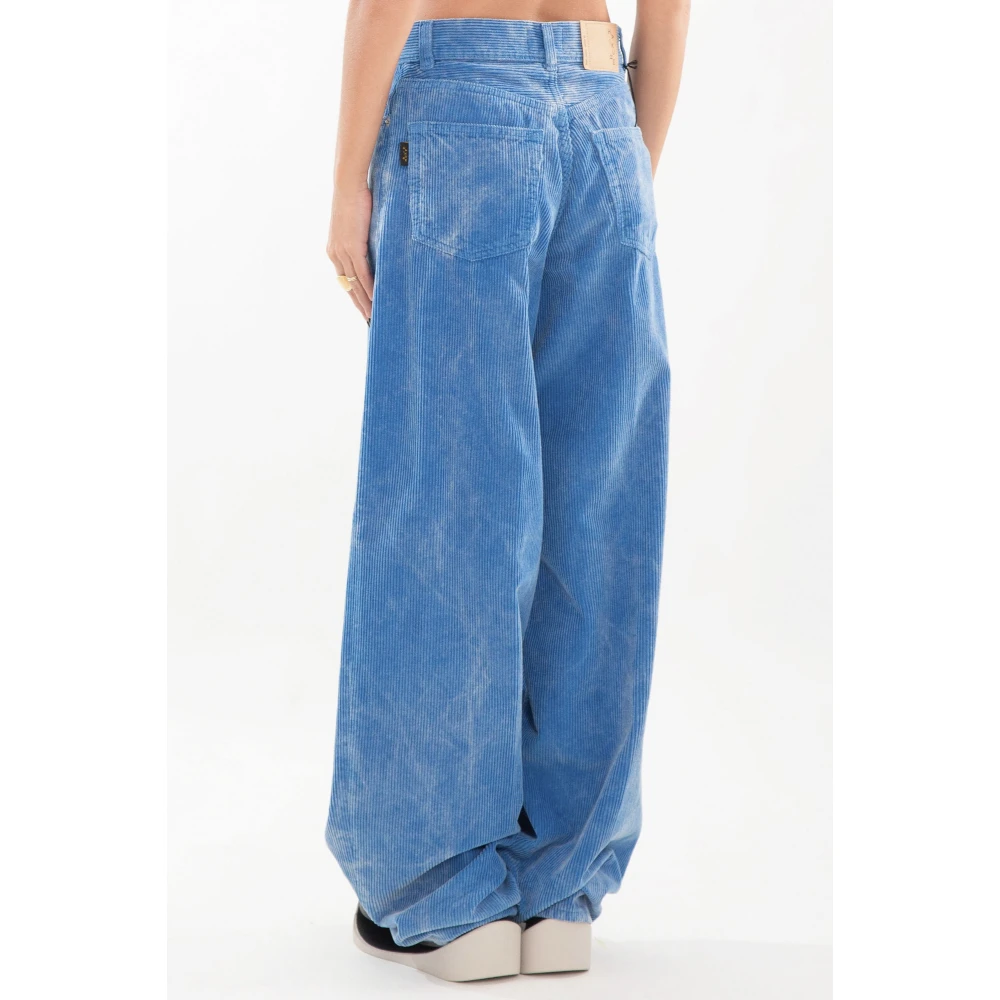Haikure Velvet Washed Loose Jeans Blue Dames