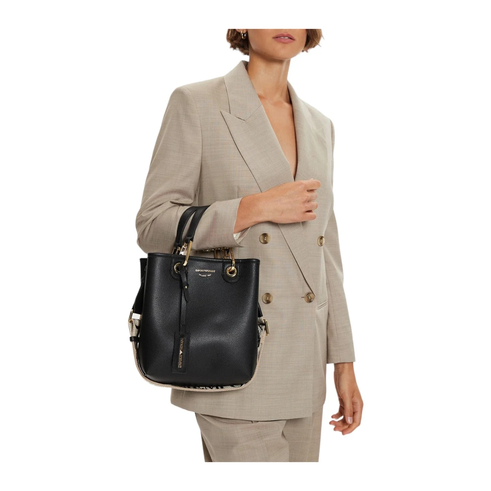 Emporio Armani Nero Zilver Shopping Tas Black Dames
