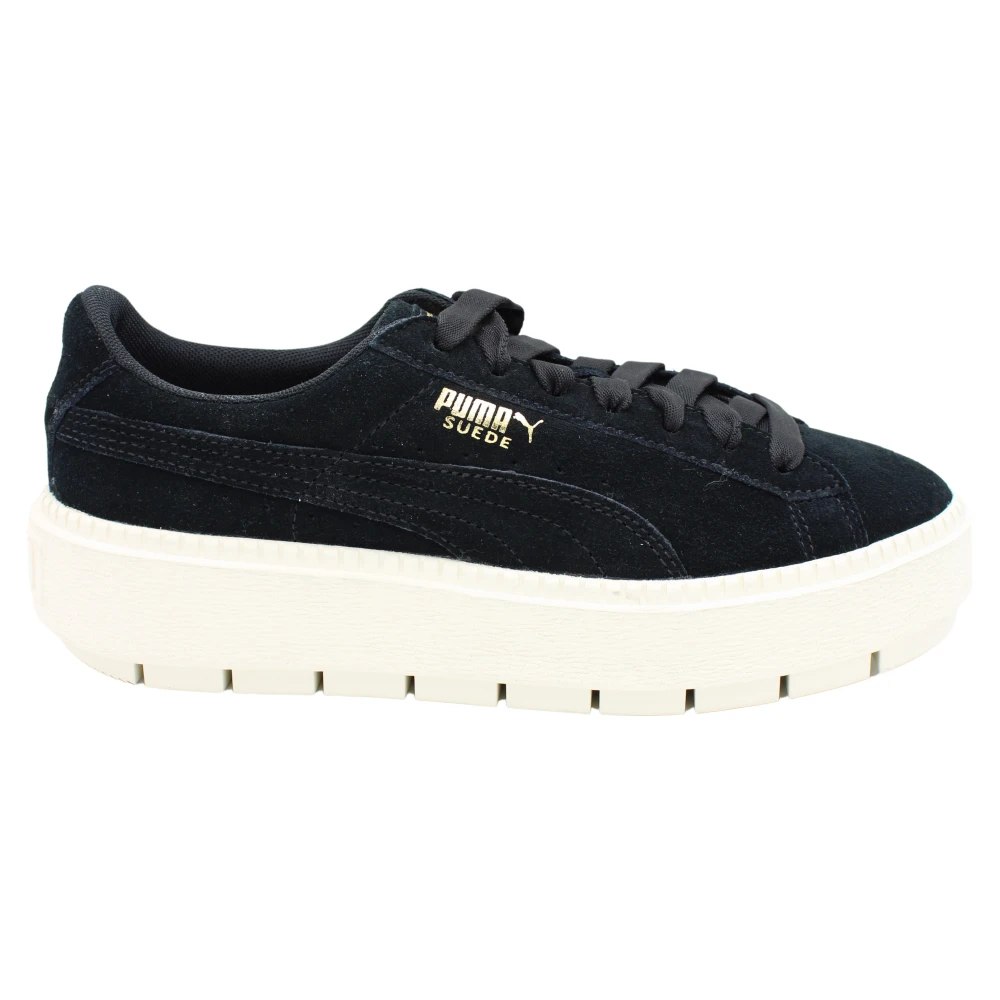 Puma Suède Veterschoenen met Plateauzool Dames Schoenen Zwart