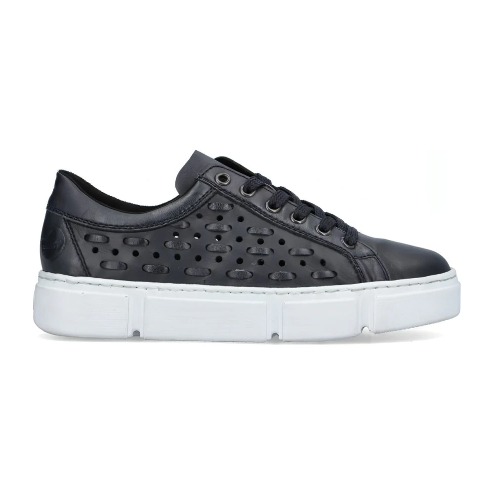 Rieker Women's Blue Sneakers, 4 Uk, Leather Trainers