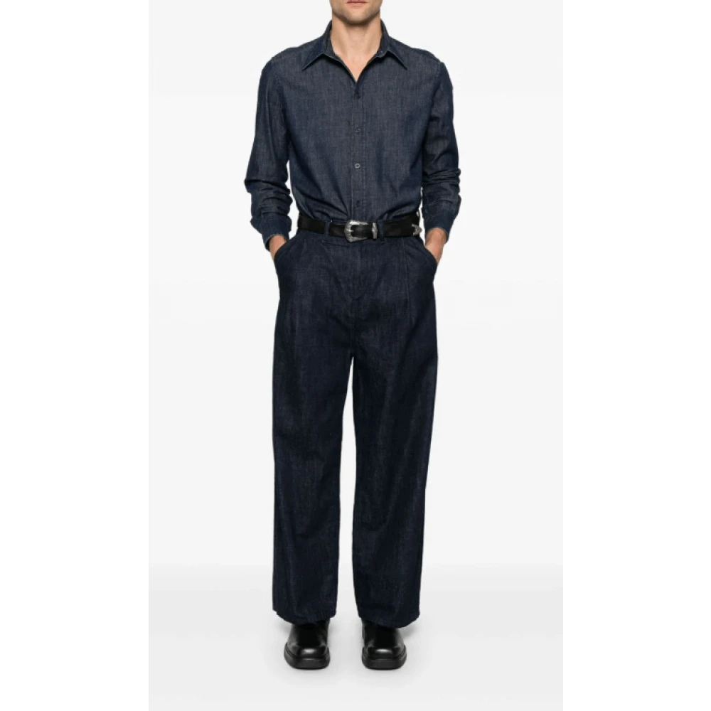 Dolce & Gabbana Denim Logo Patch Shirt Blue Heren