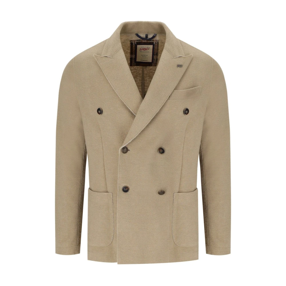 Bob Mannelijk Beige Jassen Heren, M, Wol, Double-Breasted Wollen Blend Jas