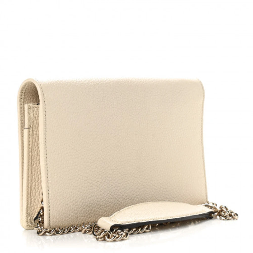 Gucci Soho Leren Wallet On Chain Clutch Crossbody White Dames