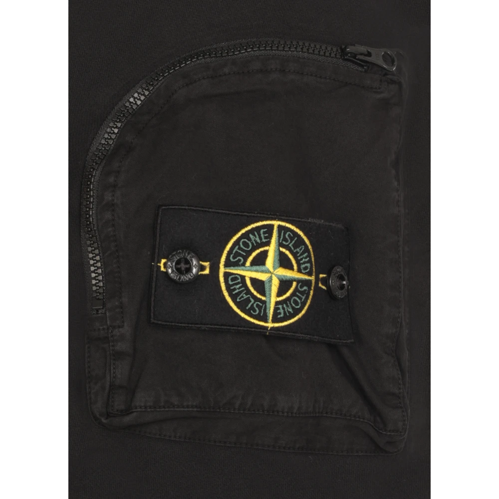 Stone Island Zwarte Katoenen Sweatshirt met Logopatch Black Heren