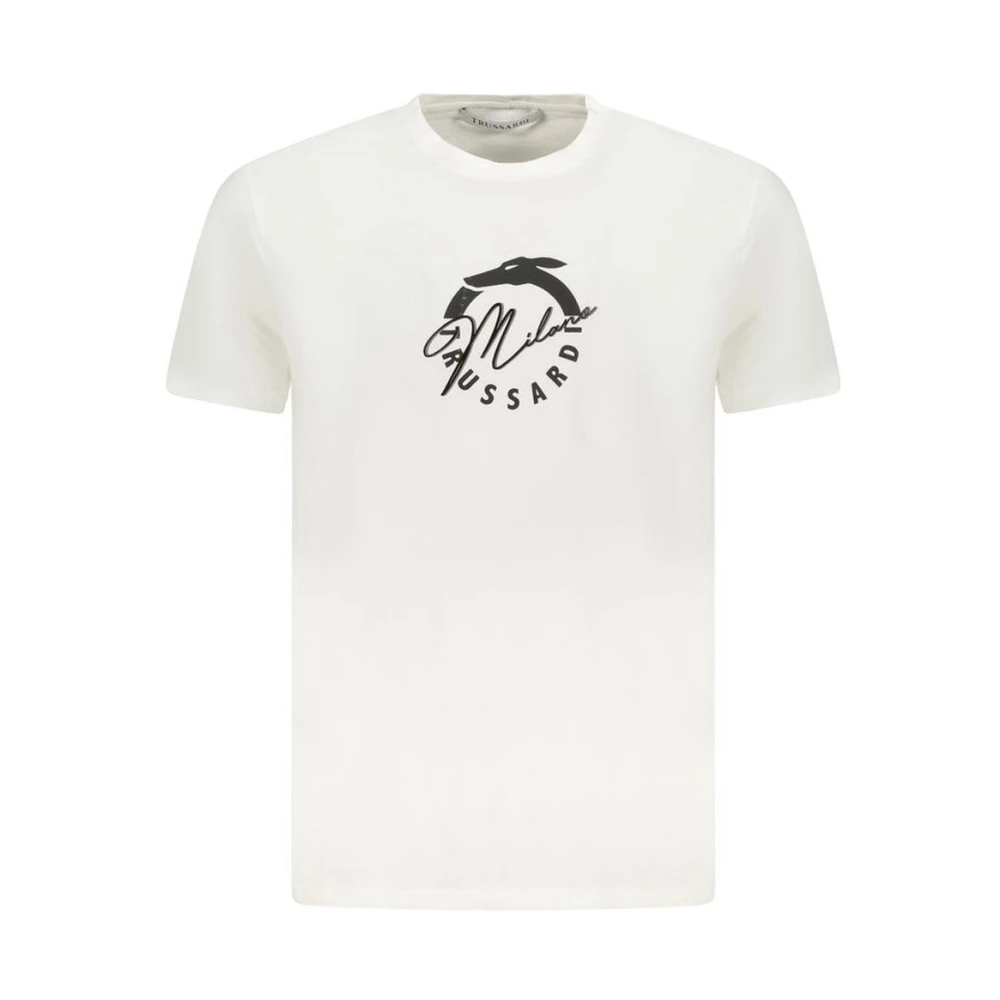 Trussardi Men's White T-Shirts, 2XL, Cotton T-Shirt For