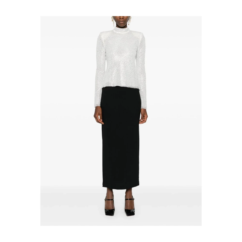 Self Portrait Strass Visnet Shirt Zilver Gray Dames