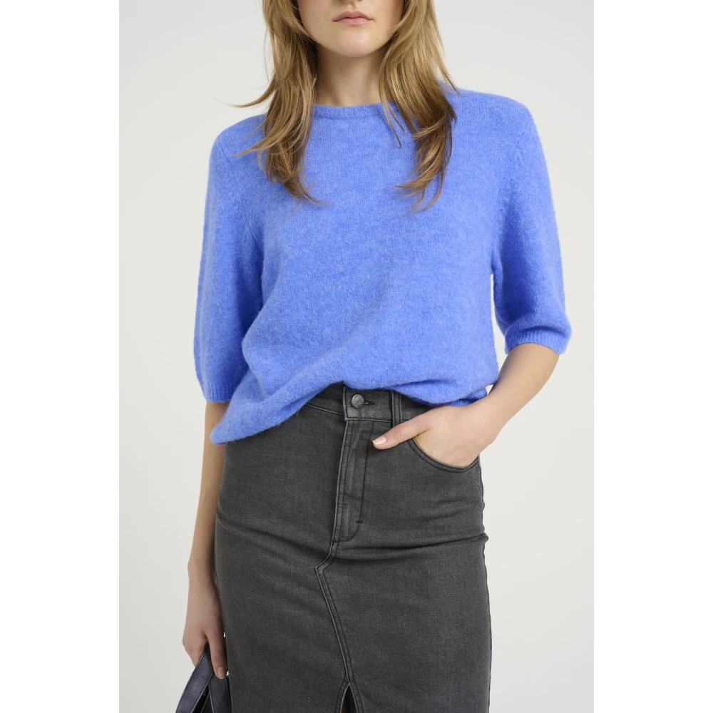 Gestuz Blauwe Trui met Korte Mouw Blue Dames