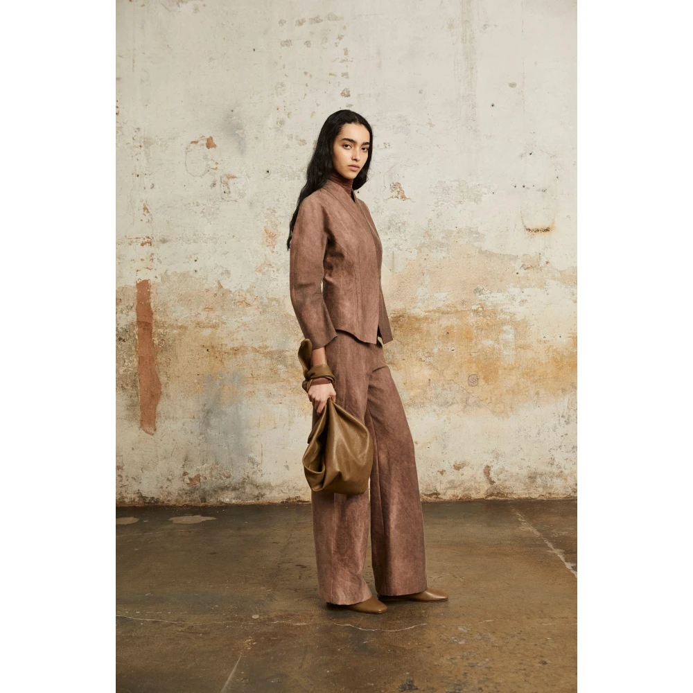 Cortana Ruth hoog getailleerde fade klei broek Brown Dames