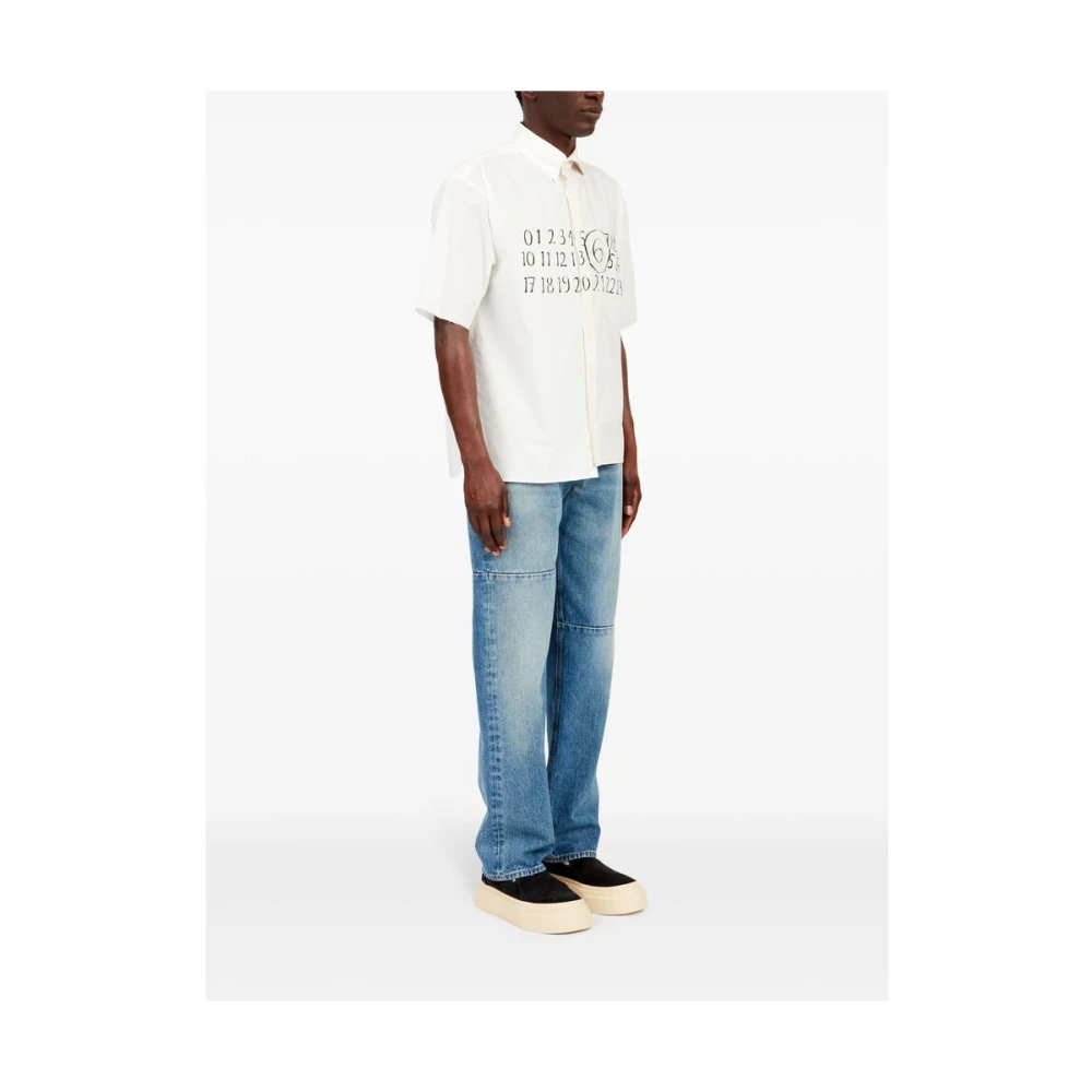 MM6 Maison Margiela Witte Katoenen Asymmetrische Overhemd White Heren