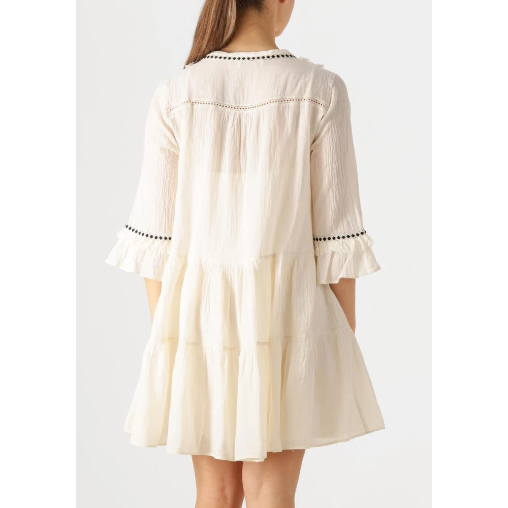Devotion Chique Mini Jurk in Ecru Beige Dames