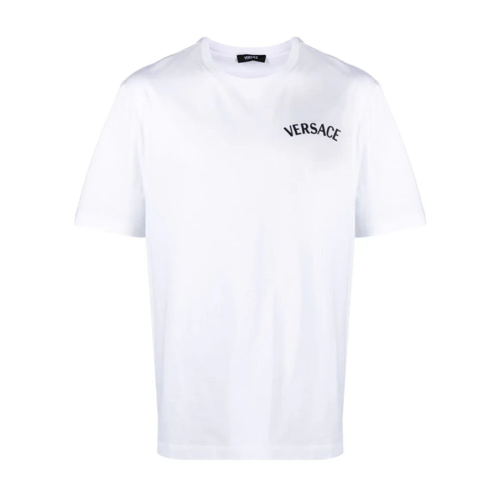 Versace Men's White T-Shirts, S, Milano Stamp Embroidered T-Shirts And Polos