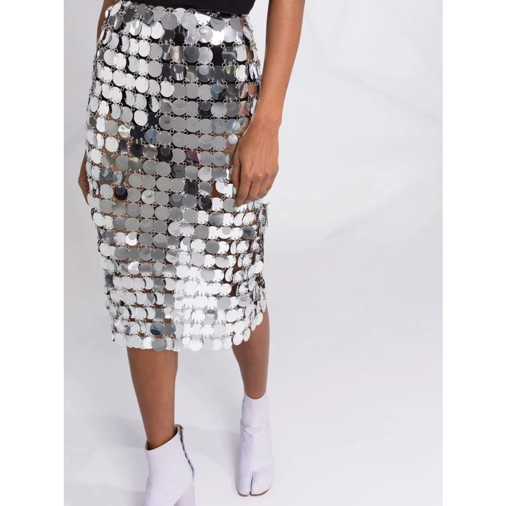 Paco Rabanne Zilveren Mid-Length Jupe Rok Gray Dames