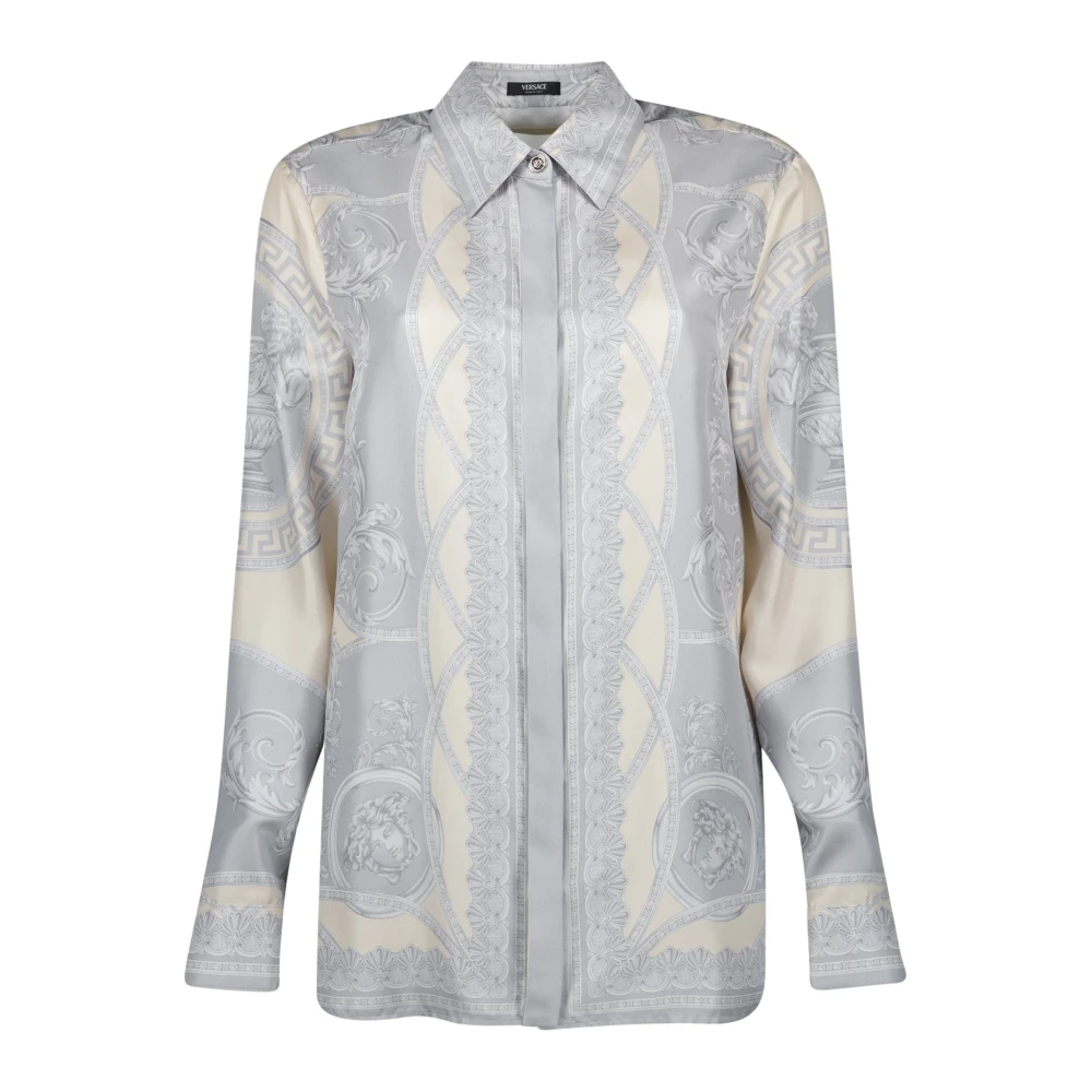 Versace Women's Gray Silk Barocco Shirt - Shirts - M - Blouses & Shirts