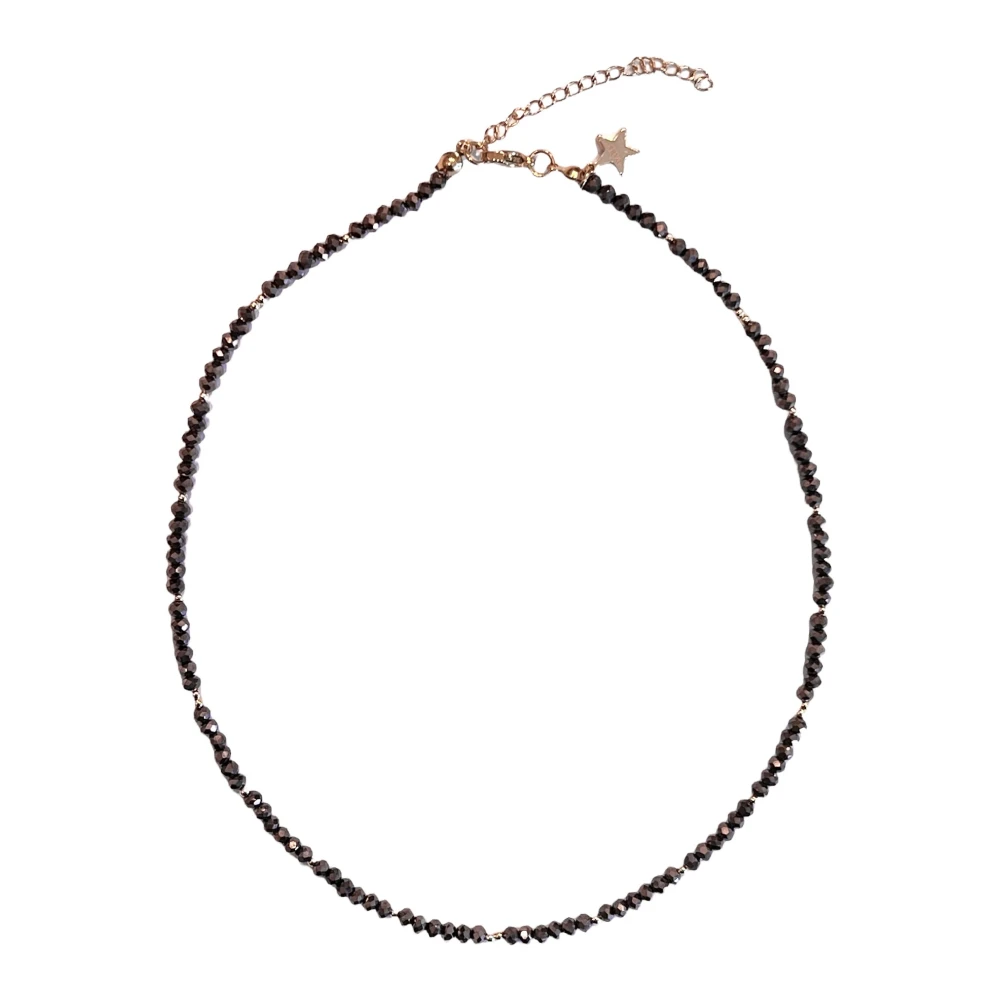 Crystal Bead Necklace 3 MM Sparkled Soft Brown