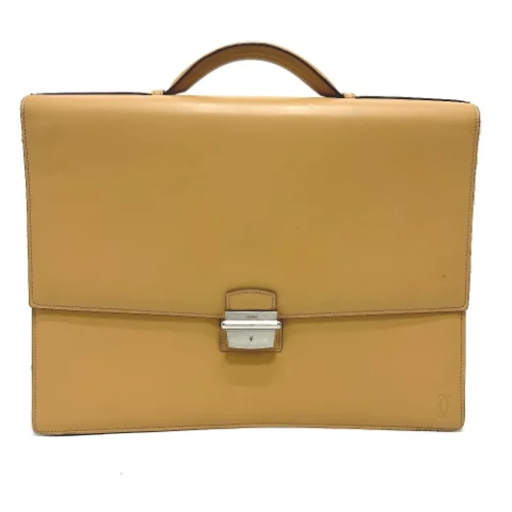 Cartier Vintage Pre-owned Leather handbags Beige Heren