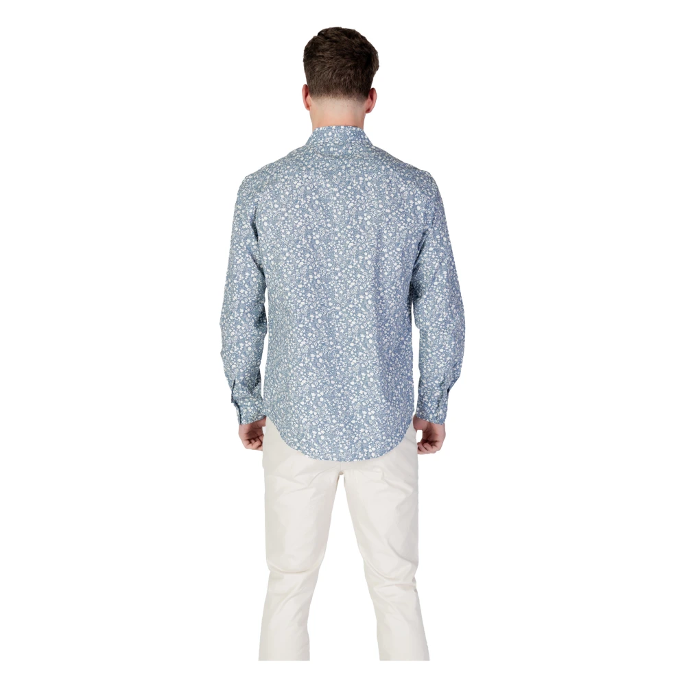 Replay Shirt met Lange Mouwen en Bloemenpatroon Blue Heren