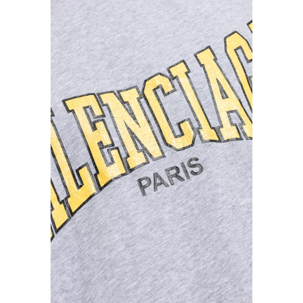 Balenciaga T-shirt met Gedrukt Logo Gray Heren