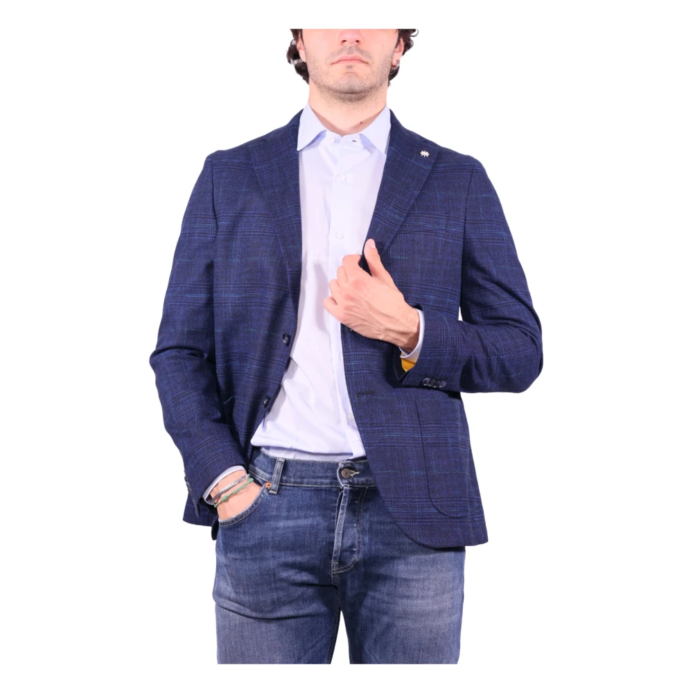 Manuel Ritz Blauw Wol Katoen Jas Blue Heren