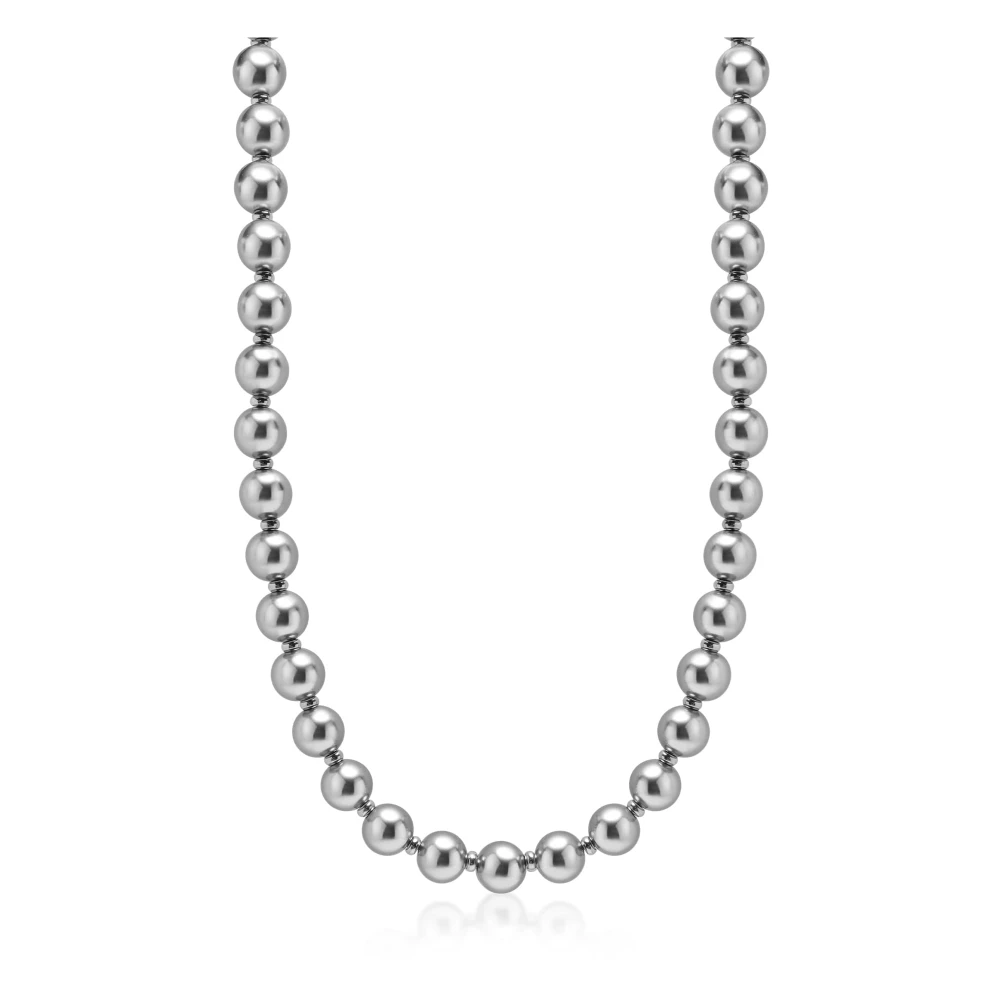 Nialaya 10mm Metallic Pearl Necklace with Silver Gray, Herr