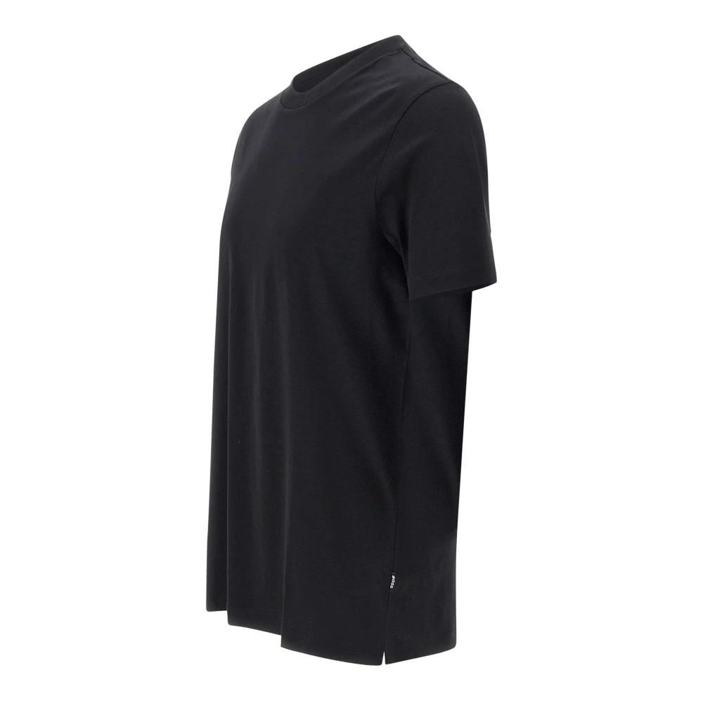 Hugo Boss Zwart Gekamd Katoenen T-shirt Ronde Hals Black Heren