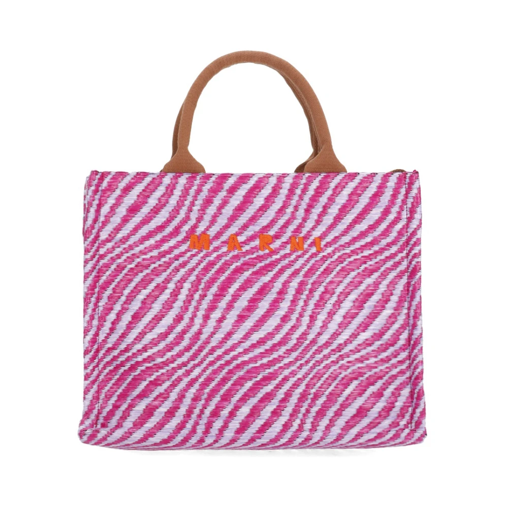 Marni Women's Pink Shopping Bags, One Size, Raffia Handbag