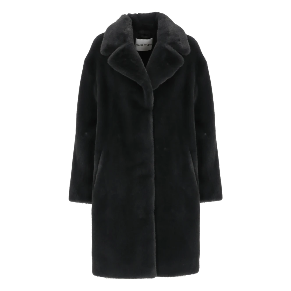 Stand Studio Women's Gray Faux Fur Coat