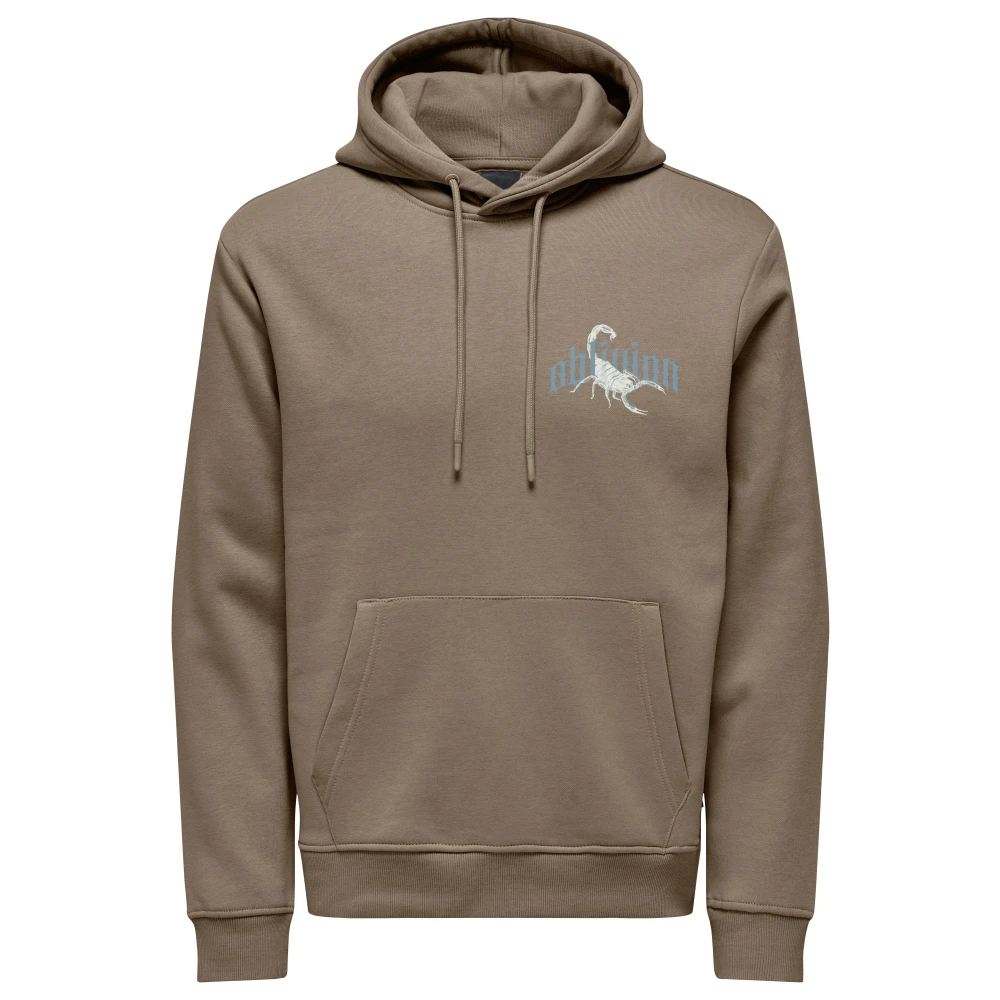 Only & Sons Scorpion Hoodie Sweatshirt Caribou Wit Brown Heren