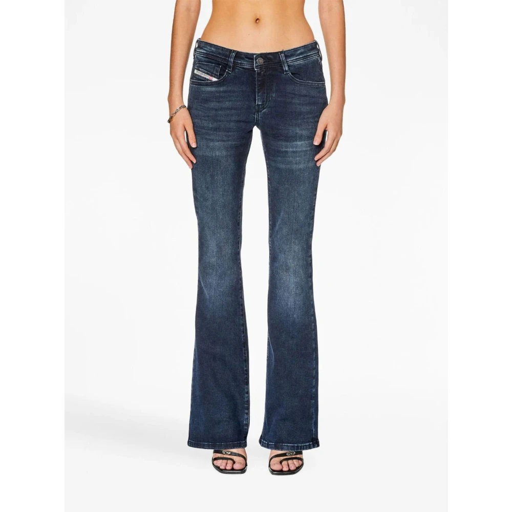 Diesel Donkerblauwe Jeans met Lage Taille en Uitlopende Pijpen Blue Dames