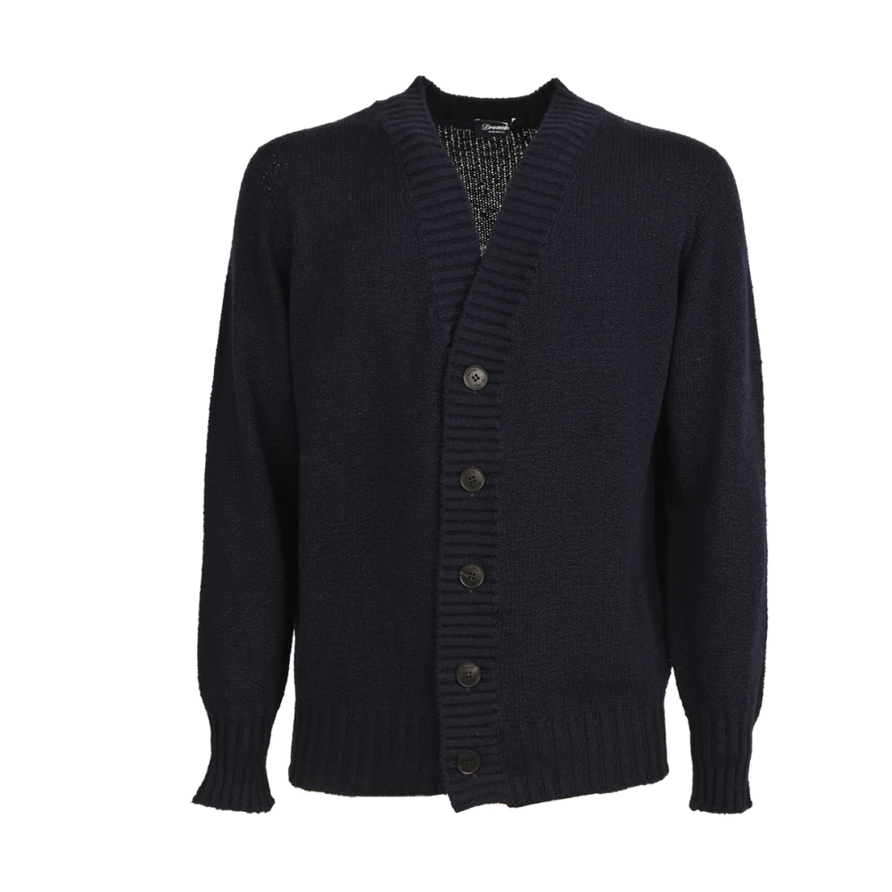 Drumohr Katoenen Cardigan Sweater Blue Heren