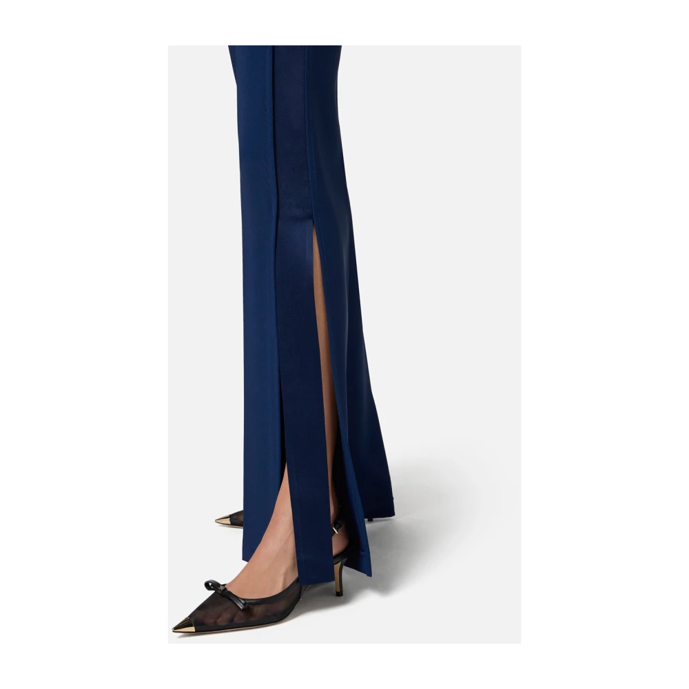 Elisabetta Franchi Blauwe Flare Broek Elegant Slim Fit Blue Dames