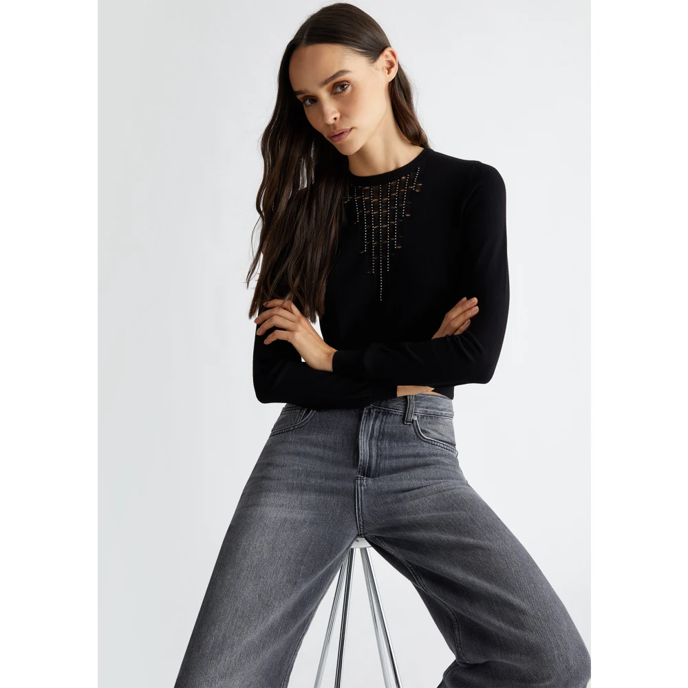 Liu Jo Sprankelende Strass Top Black Dames