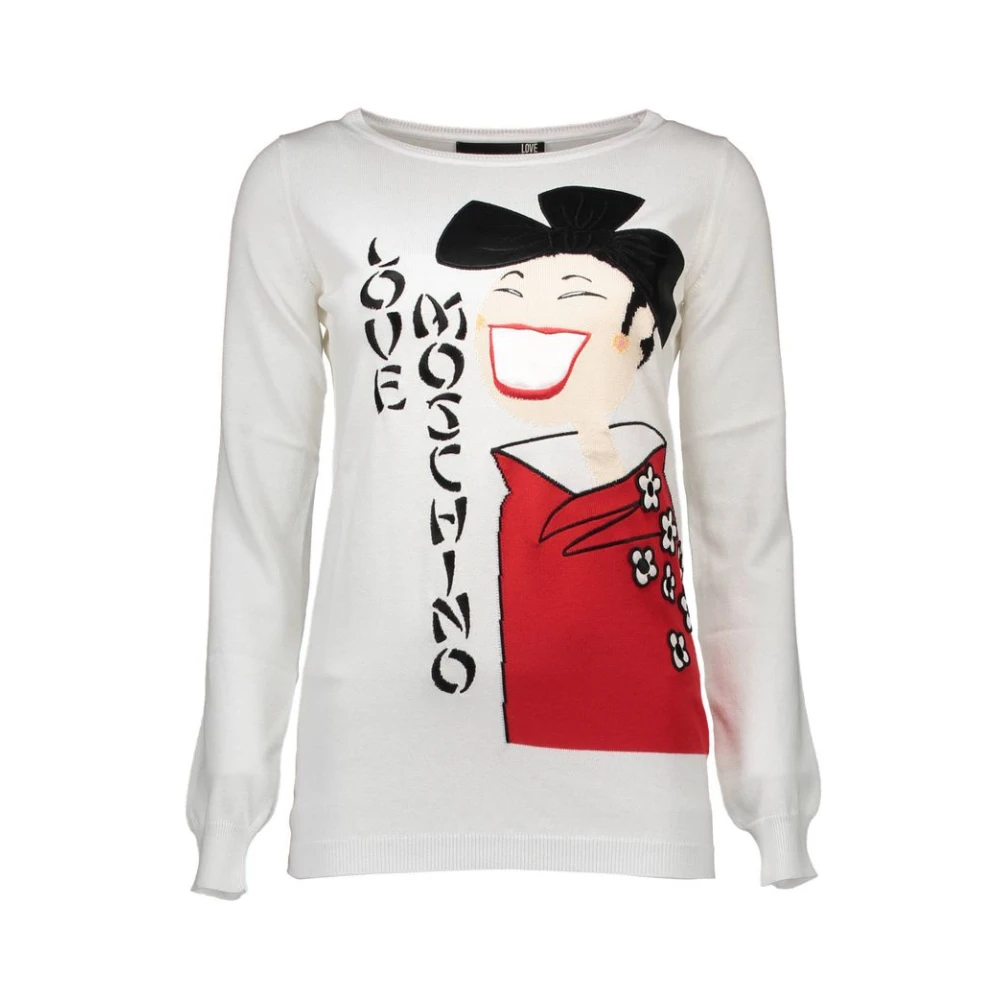 Love Moschino Women's White Sweater With Applications