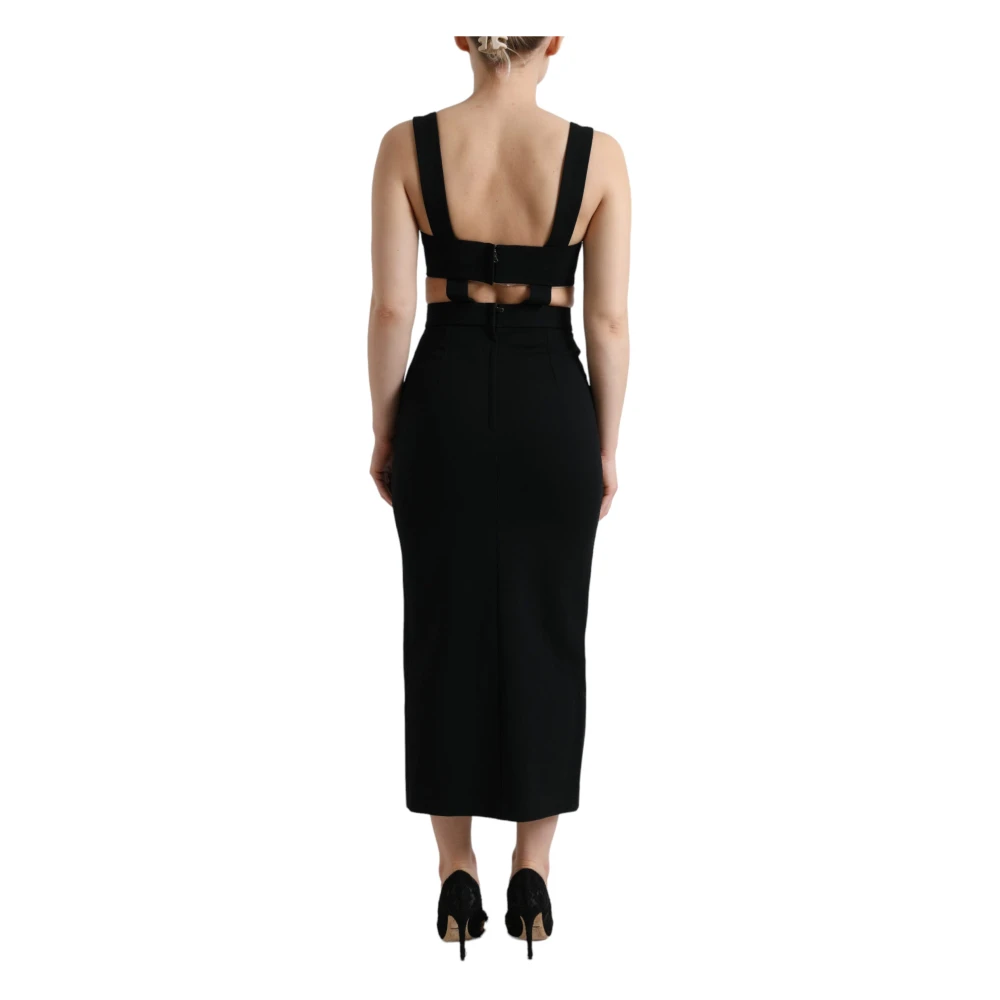 Dolce & Gabbana Zwart Bodycon Midi Jurk Black Dames