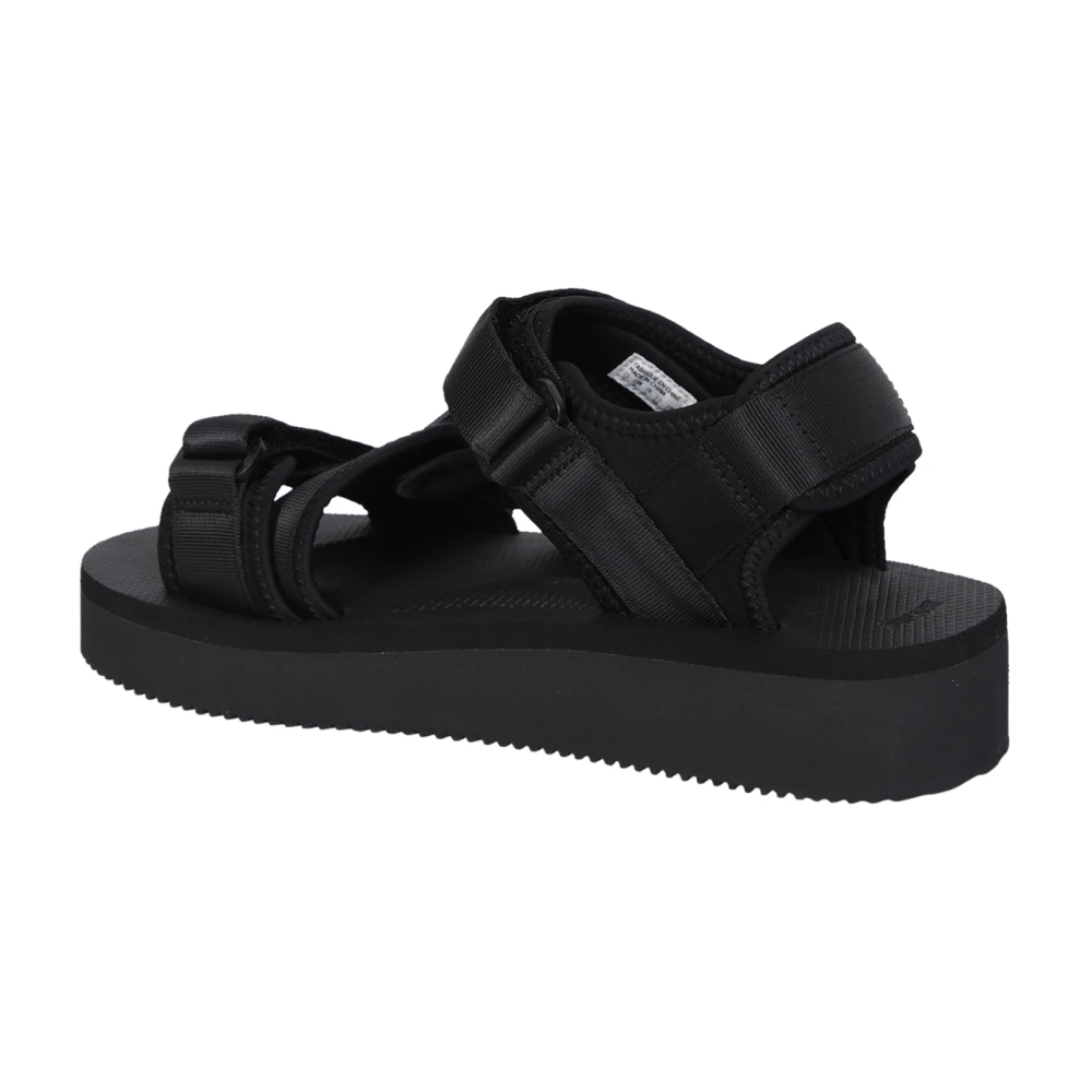 Suicoke Zwarte Sandalen met Amandelvormige Neus en Kruisband Detail Black Dames