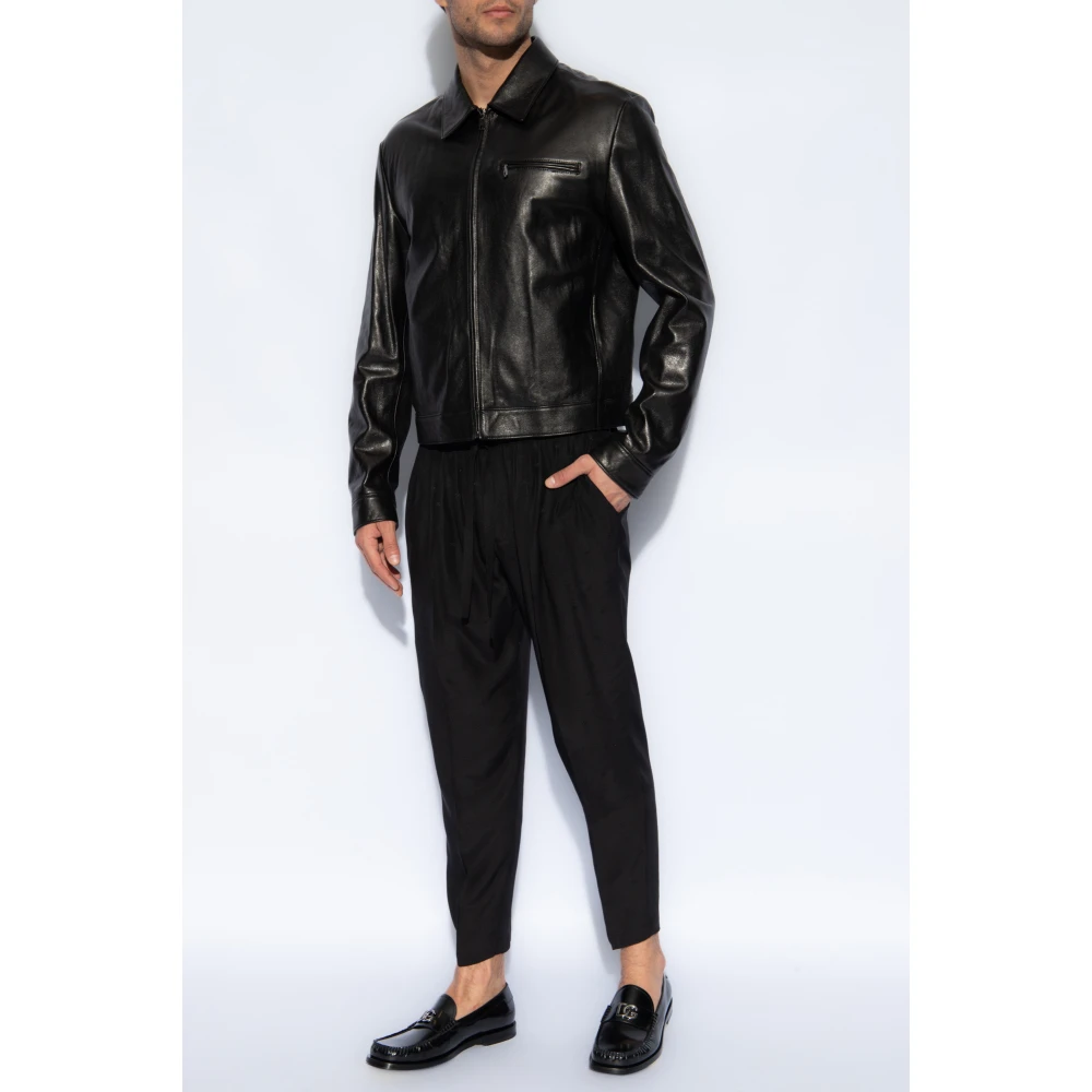 Dolce & Gabbana Leren jas Black Heren