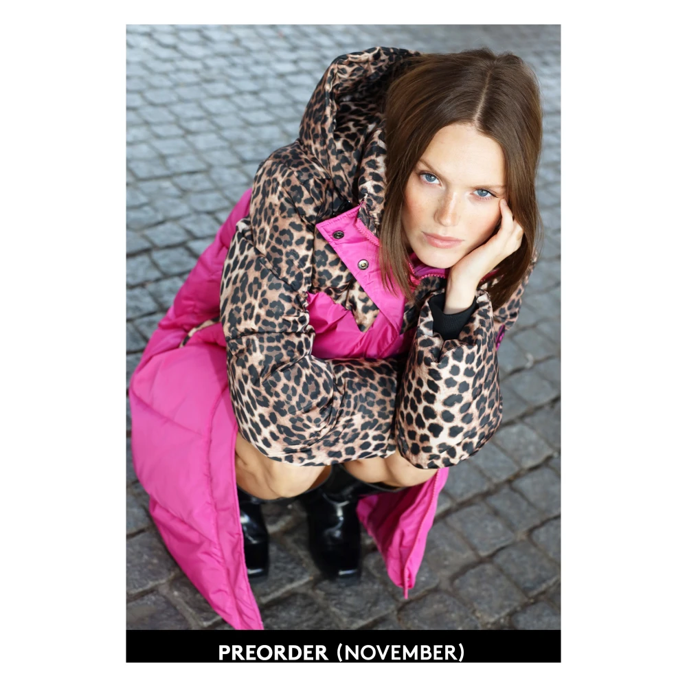 Cras Luipaardprint Pufferjas in Roze Pink Dames