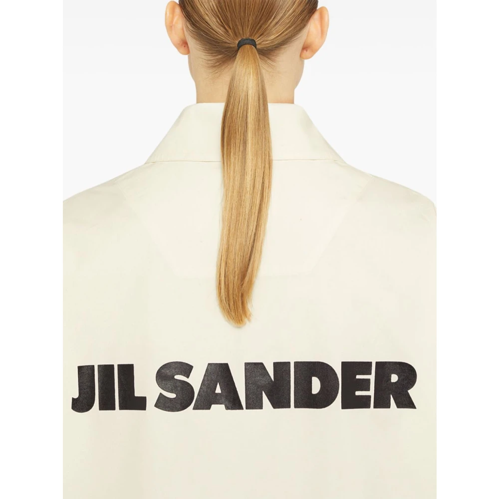 Jil Sander Beige Katoenen Jas Logo Print Beige Dames