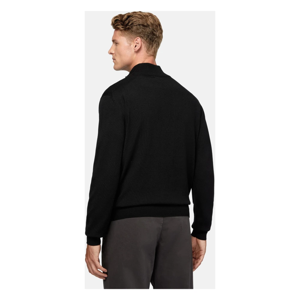 Boggi Milano Half Zip Jumper Brown Heren