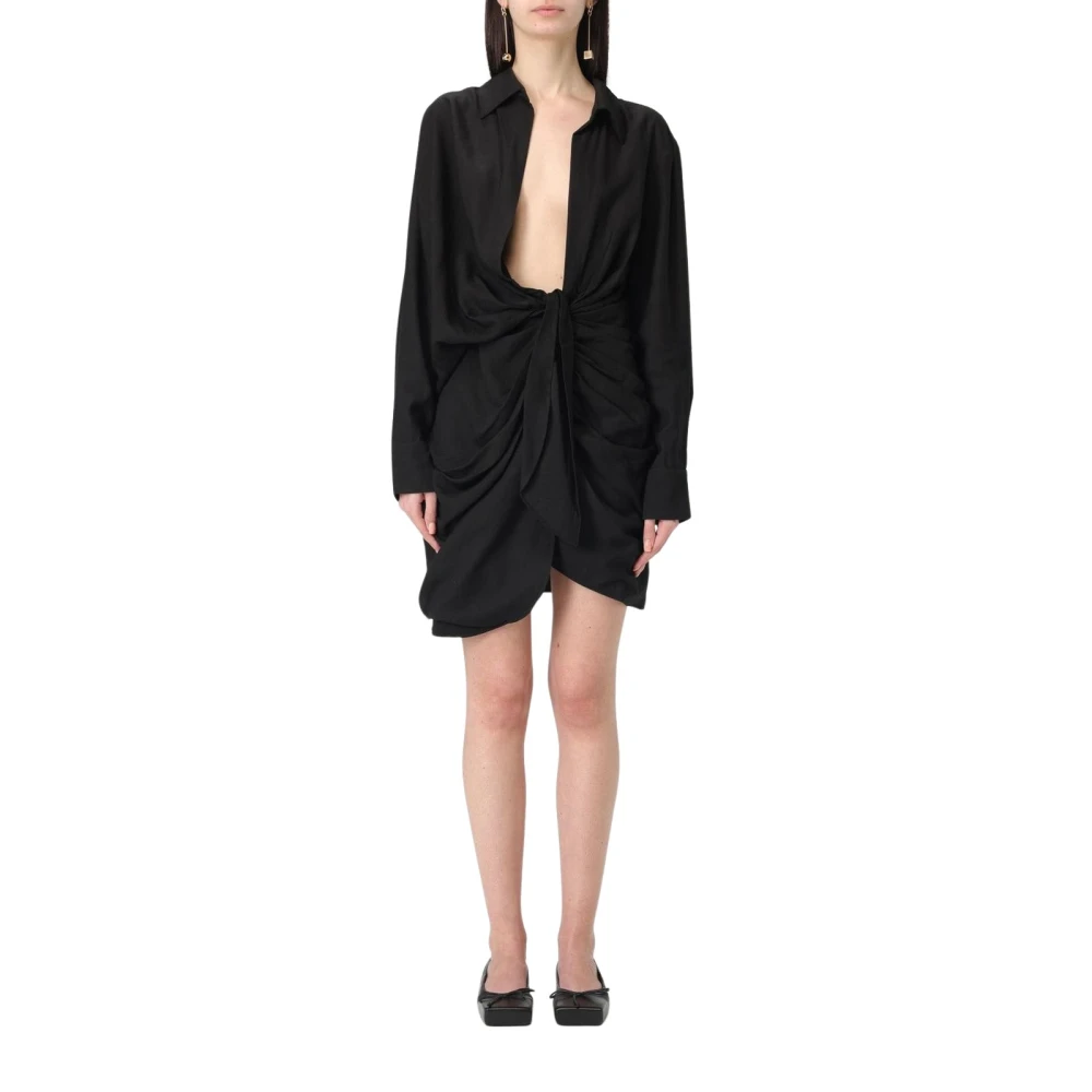 Jacquemus Black Shirt Mini Dress - Female - Short Dresses - M - Dresses