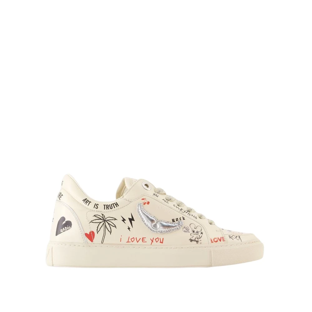 Zadig & Voltaire Silverläder Fly On Sneakers Multicolor, Dam