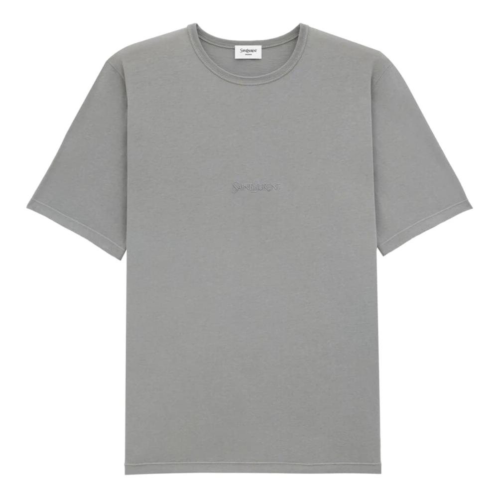 Saint Laurent Grijze Crewneck T-shirts en Polos Gray Heren