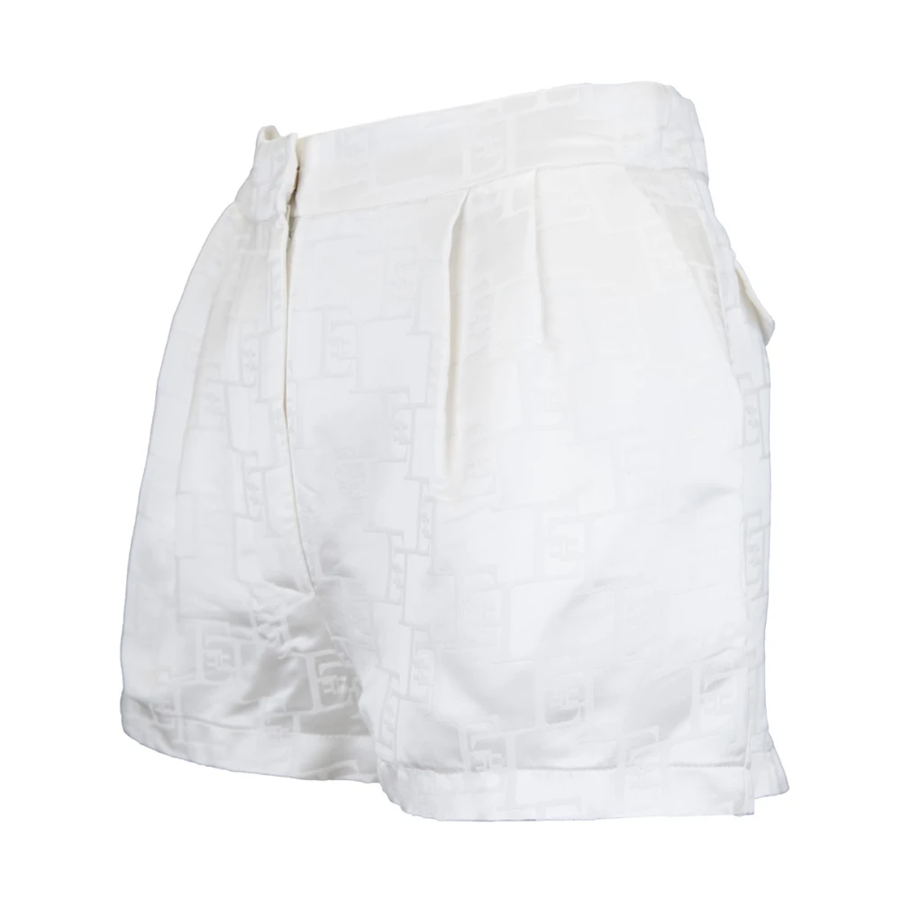 Elisabetta Franchi Shorts met rits en logodetail White Dames