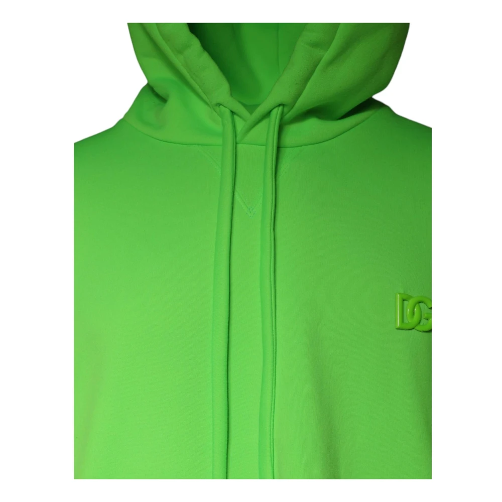 Dolce & Gabbana Groene trui met capuchon en reliëflogo Green Heren