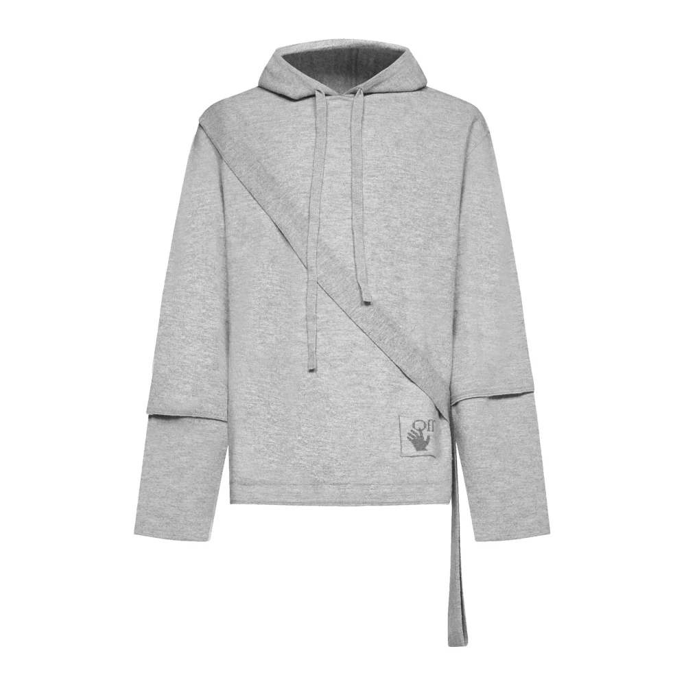 Off White Women's Gray Wool Sweatshirt With Detachable Sleeves - Hoodies - M - Sweatshirts & Hoodies